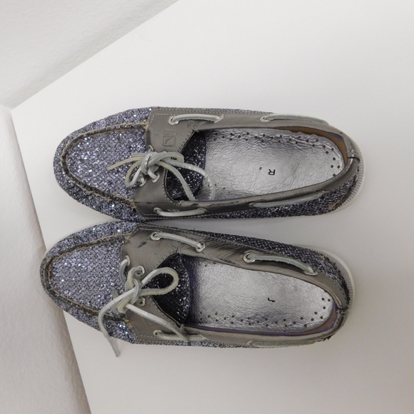 Sperry Silver Glitter Boat Shoe - Picture 2 of 3
